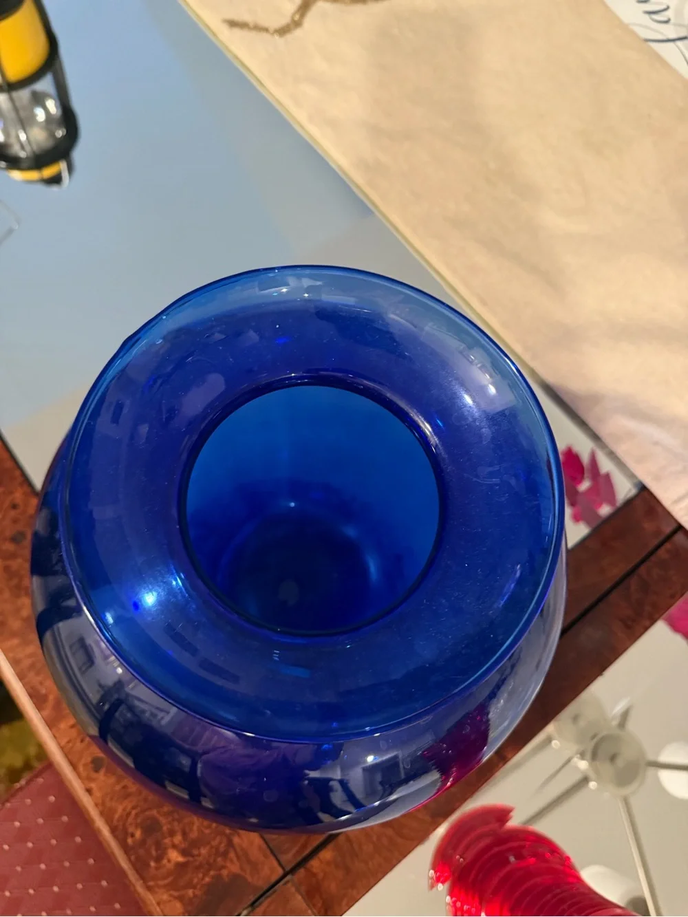 Deep Blue Blown Glass Decorative Vase - Home Accents